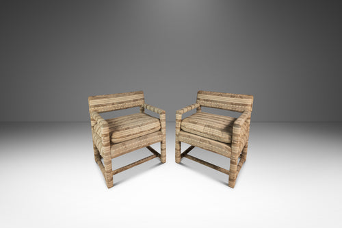 Set of Two ( 2 ) Mid-Century Modern Parsons Chairs in Original Fabric Attributed to Milo Baughman, USA, c. 1960s-ABT Modern