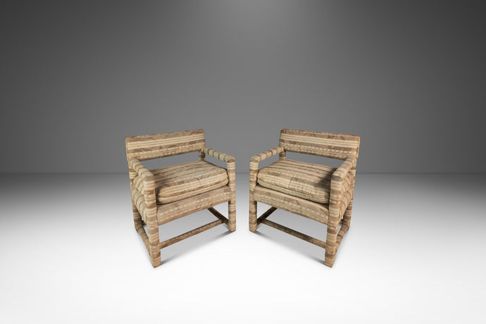 Set of Two ( 2 ) Mid-Century Modern Parsons Chairs in Original Fabric Attributed to Milo Baughman, USA, c. 1960s-ABT Modern