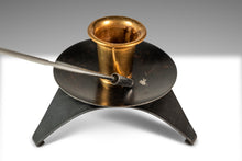 Load image into Gallery viewer, Set of Two (2) Mid-Century Modern Space Age Atomic Era Low Profile Metal Candlestick Holders, USA, c. 1960s-ABT Modern
