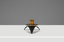 Load image into Gallery viewer, Set of Two (2) Mid-Century Modern Space Age Atomic Era Low Profile Metal Candlestick Holders, USA, c. 1960s-ABT Modern
