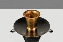 Load image into Gallery viewer, Set of Two (2) Mid-Century Modern Space Age Atomic Era Low Profile Metal Candlestick Holders, USA, c. 1960s-ABT Modern
