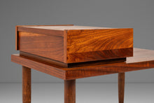 Load image into Gallery viewer, Set of Two (2) Mid-Century Modern "Step" End Tables in Walnut w/ Storage Drawers by American of Martinsville, USA, c. 1960s-ABT Modern
