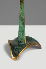 Load image into Gallery viewer, Set of Two (2) Mid-Century Post Modern Judaica Candlestick Holders in Brass and Acrylic Paint by Oppenheim, Israel, c. 1985-ABT Modern
