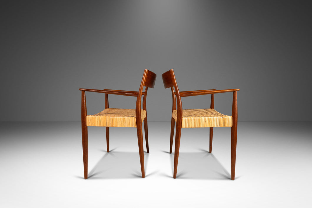 Set of Two (2) Rare Early Danish Modern Arm Chairs by Enjar Larsen & Aksel Bender Madsen for Willy Beck, Denmark, c. 1950's-ABT Modern