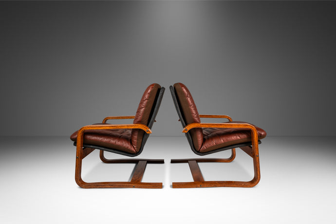 Set of Two (2) Scandinavian Modern Bentwood Lounge Chairs in the Manner of Ingmar Relling, Scandinavia, c. 1980s-ABT Modern