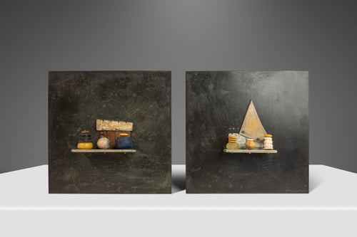 Set of Two (2) Signed Brutalist Abstract Modern Bronze Wall Plaques by Jack McLean, USA, c. 2005-ABT Modern