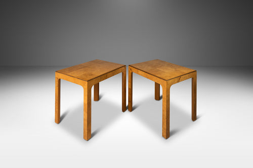 Set of Two (2) Substantial Hollywood Regency / Bohemian End / Side Tables in Burlwood by Henredon, USA, c. 1970's-ABT Modern