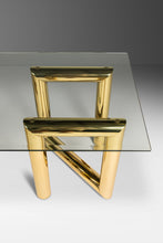 Load image into Gallery viewer, Set of Two (2) Tubular &quot;Z&quot; Table Baes in Brass Rectangular Glass Top Attributed to Karl Springer Coffee Table or Side Tables, USA, c. 1970s-ABT Modern
