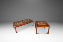 Load image into Gallery viewer, Set of Two Danish Modern Coffee Table w/ Matching Side Table in Teak w/ Ceramic Tile Mosaic Inlay by Johannes Andersen, Denmark, c. 1970's-ABT Modern
