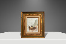 Load image into Gallery viewer, Signed Framed Mid-Century Modern &quot;Junks at Sea&quot; Oil Painting by P. Wong, USA, c. 1970&#39;s-ABT Modern

