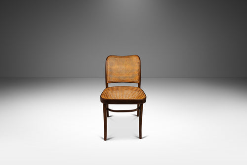 Single Bentwood Prague Model 811 Side Dining Chair by Josef Frank for Stendig in Walnut w/ Original Cane Seat & Back, Poland, c. 1960s-ABT Modern