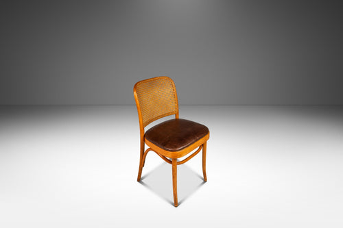 Single Patinaed Bentwood Prague Model 811 Side Dining Chair in Leather in the Manner of Josef Frank for Stendig, USA, c. 1960s-ABT Modern