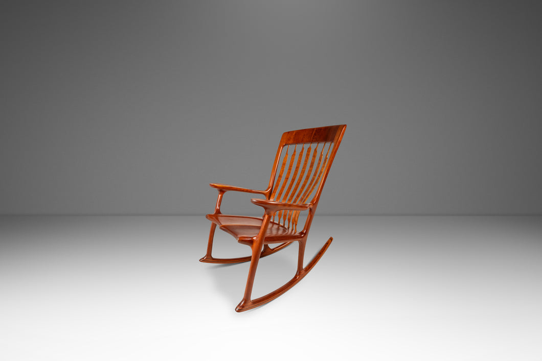 George Taylor Rocking Chair Studio Craft Sculptural Rocking Chair in Solid Cherry Wood Attributed