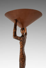 Load image into Gallery viewer, Substantial Art Deco Inspired 6ft Freestanding Bronze Female Form Torchiere Floor Lamp After Alberto Gicametti, c. 1970s-ABT Modern
