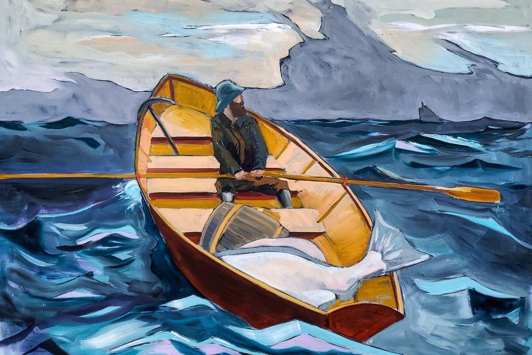 The Fog Warning (Winslow Homer) by James Mattison, 36x48, Oil on Wood Canvas, 2021-ABT Modern