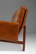 Load image into Gallery viewer, Title: Early Florence Knoll Model 57W &quot;Floating&quot; Frame Sofa in Walnut &amp; Original Brown Naugahyde by Knoll, USA, c. 1960s-ABT Modern

