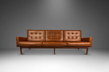 Load image into Gallery viewer, Title: Early Florence Knoll Model 57W &quot;Floating&quot; Frame Sofa in Walnut &amp; Original Brown Naugahyde by Knoll, USA, c. 1960s-ABT Modern
