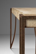 Load image into Gallery viewer, Mid-Century Post Modern Art Deco Console / Sofa Table in Cement &amp; Patinaed Steel in the Manner of R and Y Augousti, USA, c. 1990s
