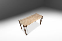 Load image into Gallery viewer, Mid-Century Post Modern Art Deco Console / Sofa Table in Cement &amp; Patinaed Steel in the Manner of R and Y Augousti, USA, c. 1990s
