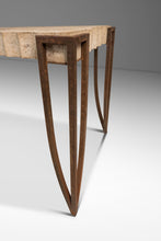 Load image into Gallery viewer, Mid-Century Post Modern Art Deco Console / Sofa Table in Cement &amp; Patinaed Steel in the Manner of R and Y Augousti, USA, c. 1990s
