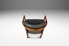 Load image into Gallery viewer, Mid-Century Danish Modern Lounge Tub Barrel Chair in Walnut &amp; Original Vinyl After Finn Andersen, USA, c. 1960s
