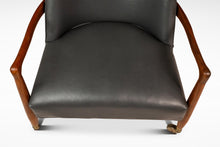 Load image into Gallery viewer, Mid-Century Danish Modern Lounge Tub Barrel Chair in Walnut &amp; Original Vinyl After Finn Andersen, USA, c. 1960s
