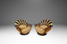 Load image into Gallery viewer, Set of Two (2) Art Deco Organic Modern "Luxor" Armchair / Lounge Chairs in Leather, Spruce &amp; Palmwood by Pacific Green, Australia, c. 2000s
