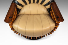 Load image into Gallery viewer, Set of Two (2) Art Deco Organic Modern "Luxor" Armchair / Lounge Chairs in Leather, Spruce &amp; Palmwood by Pacific Green, Australia, c. 2000s
