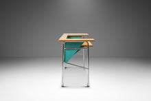 Load image into Gallery viewer, Mid-Century Modern Industrial Writer's Desk / Computer Desk w/ Adjustable Height Desk Top in Chrome &amp; Metal, USA, c. 1970s
