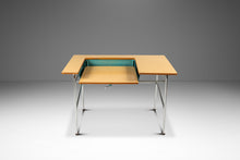 Load image into Gallery viewer, Mid-Century Modern Industrial Writer's Desk / Computer Desk w/ Adjustable Height Desk Top in Chrome &amp; Metal, USA, c. 1970s
