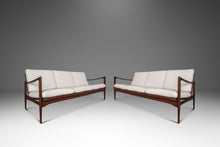 Load image into Gallery viewer, Set of Two (2) Danish Kandidaten Three-Seater Sofas in Knoll Bouclé by Ib Kofod-Larsen for Olof Person, Sweden, c. 1962
