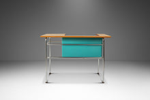 Load image into Gallery viewer, Mid-Century Modern Industrial Writer's Desk / Computer Desk w/ Adjustable Height Desk Top in Chrome &amp; Metal, USA, c. 1970s
