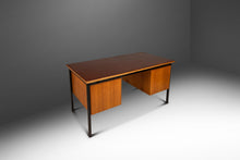 Load image into Gallery viewer, Mid-Century Modern Executive Desk in Oak &amp; Steel w/ Leather Top Attributed to Herbert Hirche for Holzäpfel, Germany, c. 1960s-ABT Modern
