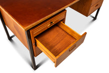 Load image into Gallery viewer, Mid-Century Modern Executive Desk in Oak &amp; Steel w/ Leather Top Attributed to Herbert Hirche for Holzäpfel, Germany, c. 1960s-ABT Modern
