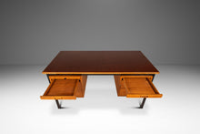 Load image into Gallery viewer, Mid-Century Modern Executive Desk in Oak &amp; Steel w/ Leather Top Attributed to Herbert Hirche for Holzäpfel, Germany, c. 1960s-ABT Modern
