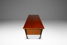 Load image into Gallery viewer, Mid-Century Modern Executive Desk in Oak &amp; Steel w/ Leather Top Attributed to Herbert Hirche for Holzäpfel, Germany, c. 1960s-ABT Modern
