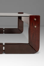 Load image into Gallery viewer, Mid-Century Brazilian Modern Brutalist End Table w/ Smoked Glass Top in Jacaranda by Percival Lafer, Brazil, c. 1970s
