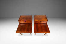 Load image into Gallery viewer, Set of Two (2) Mid-Century Modern "Step" End Tables in Walnut w/ Storage Drawers by American of Martinsville, USA, c. 1960s
