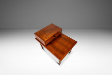 Load image into Gallery viewer, Set of Two (2) Mid-Century Modern "Step" End Tables in Walnut w/ Storage Drawers by American of Martinsville, USA, c. 1960s
