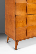 Load image into Gallery viewer, Mid-Century Modern Art Deco "Kohinoor" Four-Drawer Highboy Dresser Chest of Drawers in Birch by Heywood Wakefield, USA, c. 1950s
