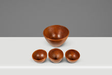 Load image into Gallery viewer, Set of Four ( 4 ) Mid-Century Organic Modern Wood-Turned Salad / Serving Bowls in Solid Burmese Teak, c. 1970's
