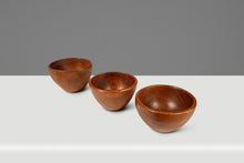 Load image into Gallery viewer, Set of Four ( 4 ) Mid-Century Organic Modern Wood-Turned Salad / Serving Bowls in Solid Burmese Teak, c. 1970's
