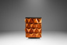 Load image into Gallery viewer, Rare Brutalist Space Age Sculptural Diamond Faced 8-Drawer Dresser / Sideboard w/ Leather Top, Italy, c. 1970s
