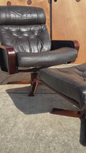 Load and play video in Gallery viewer, Scandinavian Modern Recliner High-back Lounge Chair &amp; Ottoman by Soda Galvano for Vatne Mobler, Norway, c. 1970s
