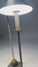 Load and play video in Gallery viewer, Set of Three ( 3 ) Post Modern Memphis Style Table Lamps &amp; Matching Floor Lamp by George Kovacs for Sonneman, USA, c. 1990s
