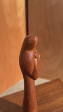 Load and play video in Gallery viewer, Mid-Century Danish Modern Abstract Hand-Carved Sculpture Depicting Mother Mary in Solid Teak, USA, c. 1960s
