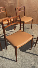 Load and play video in Gallery viewer, Set of Six (6) Danish Modern Møller Model 79 Side Chairs in Teak by Niels Otto Møller for J.L. Møller Mobelfabrik, Denmark, c. 1960's

