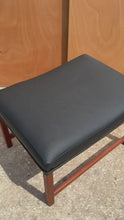 Load and play video in Gallery viewer, Mid-Century Danish Modern Rio Teak and Leather Ottoman / Footstool by Ole Wanscher for France &amp; Søn, Denmark, c. 1960s

