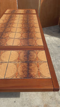 Load and play video in Gallery viewer, Ox Art Style Mid-Century Modern Teak Drop Leaf Table with Original Tile Design by Trion, Denmark, c. 1970s
