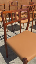 Load and play video in Gallery viewer, Set of Ten (10) Danish Modern Møller Model 79 Side Chairs in Teak &amp; Leather by Niels Møller for J.L. Møller Mobelfabrik, Denmark, c. 1960's
